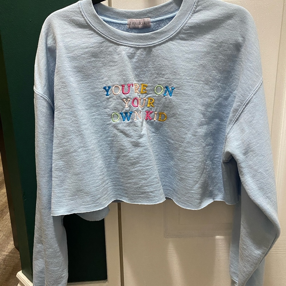 Light Blue Taylor Swift Lyrics Crop Sweatshirt